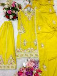 DESIGNER CHINON EMBROIDERY CODING SEQUENCE WORK TOP PALAZZO WITH DUPATTA PARTY WEAR WHOLESALE PRICE ETHNIC GARMENT (9)