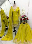 DESIGNER CHINON EMBROIDERY CODING SEQUENCE WORK TOP PALAZZO WITH DUPATTA PARTY WEAR WHOLESALE PRICE ETHNIC GARMENT (9)