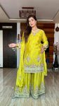 DESIGNER CHINON EMBROIDERY CODING SEQUENCE WORK TOP PALAZZO WITH DUPATTA PARTY WEAR WHOLESALE PRICE ETHNIC GARMENT (9)