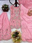 DESIGNER CHINON EMBROIDERY SEQUENCE THREAD WORK TOP PALAZZO WITH DUPATTA FESTIVE WEAR WHOLESALE PRICE ETHNIC GARMENT (4)