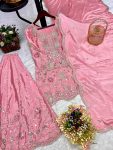 DESIGNER CHINON EMBROIDERY SEQUENCE THREAD WORK TOP PALAZZO WITH DUPATTA FESTIVE WEAR WHOLESALE PRICE ETHNIC GARMENT (4)