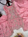 DESIGNER CHINON EMBROIDERY SEQUENCE THREAD WORK TOP PALAZZO WITH DUPATTA FESTIVE WEAR WHOLESALE PRICE ETHNIC GARMENT (4)