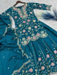 DESIGNER CHINON EMBROIDERY SEQUENCE THREAD WORK TOP PALAZZO WITH DUPATTA PARTY WEAR WHOLESALE PRICE ETHNIC GARMENT (6)