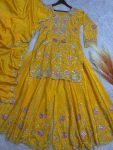 DESIGNER CHINON EMBROIDERY SEQUENCE THREAD WORK TOP PALAZZO WITH DUPATTA PARTY WEAR WHOLESALE PRICE ETHNIC GARMENT (2)