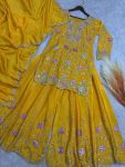 DESIGNER CHINON EMBROIDERY SEQUENCE THREAD WORK TOP PALAZZO WITH DUPATTA PARTY WEAR WHOLESALE PRICE ETHNIC GARMENT (2)