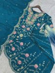 DESIGNER CHINON EMBROIDERY SEQUENCE THREAD WORK TOP PALAZZO WITH DUPATTA PARTY WEAR WHOLESALE PRICE ETHNIC GARMENT (6)