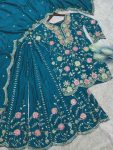 DESIGNER CHINON EMBROIDERY SEQUENCE THREAD WORK TOP PALAZZO WITH DUPATTA PARTY WEAR WHOLESALE PRICE ETHNIC GARMENT (6)