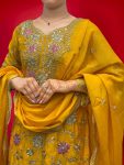 DESIGNER CHINON EMBROIDERY SEQUENCE THREAD WORK TOP PALAZZO WITH DUPATTA PARTY WEAR WHOLESALE PRICE ETHNIC GARMENT (2)