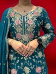 DESIGNER CHINON EMBROIDERY SEQUENCE THREAD WORK TOP PALAZZO WITH DUPATTA PARTY WEAR WHOLESALE PRICE ETHNIC GARMENT (6)