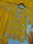 DESIGNER CHINON EMBROIDERY SEQUENCE THREAD WORK TOP PALAZZO WITH DUPATTA PARTY WEAR WHOLESALE PRICE ETHNIC GARMENT (2)