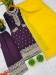 DESIGNER CHINON EMBROIDERY SEQUENCE WORK TOP PALAZZO WITH DUPATTA PARTY WEAR WHOLESALE PRICE ETHNIC GARMENT (3)