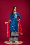 DESIGNER CHINON EMBROIDERY SEQUENCE WORK TOP PALAZZO WITH DUPATTA PARTY WEAR WHOLESALE PRICE ETHNIC GARMENT (17)