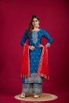 DESIGNER CHINON EMBROIDERY SEQUENCE WORK TOP PALAZZO WITH DUPATTA PARTY WEAR WHOLESALE PRICE ETHNIC GARMENT (17)