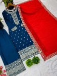 DESIGNER CHINON EMBROIDERY SEQUENCE WORK TOP PALAZZO WITH DUPATTA PARTY WEAR WHOLESALE PRICE ETHNIC GARMENT (17)