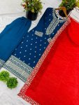 DESIGNER CHINON EMBROIDERY SEQUENCE WORK TOP PALAZZO WITH DUPATTA PARTY WEAR WHOLESALE PRICE ETHNIC GARMENT (17)