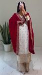DESIGNER CHINON EMBROIDERY SEQUENCE WORK TOP PALAZZO WITH DUPATTA PARTY WEAR WHOLESALE PRICE ETHNIC GARMENT (5)
