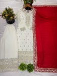 DESIGNER CHINON EMBROIDERY SEQUENCE WORK TOP PALAZZO WITH DUPATTA PARTY WEAR WHOLESALE PRICE ETHNIC GARMENT (5)