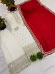 DESIGNER CHINON EMBROIDERY SEQUENCE WORK TOP PALAZZO WITH DUPATTA PARTY WEAR WHOLESALE PRICE ETHNIC GARMENT (5)