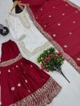 DESIGNER CHINON EMBROIDERY SEQUENCE WORK TOP SHARARA WITH DUPATTA PARTY WEAR WHOLESALE PRICE ETHNIC GARMENT (3)