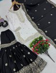 DESIGNER CHINON EMBROIDERY SEQUENCE WORK TOP SHARARA WITH DUPATTA PARTY WEAR WHOLESALE PRICE ETHNIC GARMENT (2)