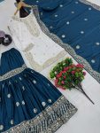 DESIGNER CHINON EMBROIDERY SEQUENCE WORK TOP SHARARA WITH DUPATTA PARTY WEAR WHOLESALE PRICE ETHNIC GARMENT (4)
