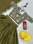 DESIGNER CHINON EMBROIDERY THREAD WORK LEHENGA CHOLI WITH DUPATTA FESTIVE WEAR WHOLESALE PRICE ETHNIC GARMENT (2)