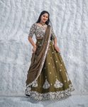 DESIGNER CHINON EMBROIDERY THREAD WORK LEHENGA CHOLI WITH DUPATTA FESTIVE WEAR WHOLESALE PRICE ETHNIC GARMENT (2)