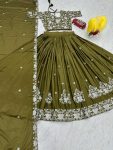 DESIGNER CHINON EMBROIDERY THREAD WORK LEHENGA CHOLI WITH DUPATTA FESTIVE WEAR WHOLESALE PRICE ETHNIC GARMENT (2)