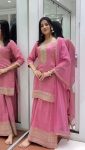 DESIGNER CHINON EMBROIDREY SEQUENEC WORK TOP SHARARA WITH DUPATTA PARTY WEAR WHOLESALE PRICE ETHNIC GARMENT (6)