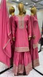 DESIGNER CHINON EMBROIDREY SEQUENEC WORK TOP SHARARA WITH DUPATTA PARTY WEAR WHOLESALE PRICE ETHNIC GARMENT (6)