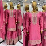 DESIGNER CHINON EMBROIDREY SEQUENEC WORK TOP SHARARA WITH DUPATTA PARTY WEAR WHOLESALE PRICE ETHNIC GARMENT (6)