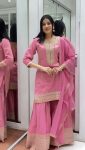 DESIGNER CHINON EMBROIDREY SEQUENEC WORK TOP SHARARA WITH DUPATTA PARTY WEAR WHOLESALE PRICE ETHNIC GARMENT (6)