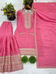 DESIGNER CHINON EMBROIDREY SEQUENEC WORK TOP SHARARA WITH DUPATTA PARTY WEAR WHOLESALE PRICE ETHNIC GARMENT (6)
