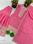 DESIGNER CHINON EMBROIDREY SEQUENEC WORK TOP SHARARA WITH DUPATTA PARTY WEAR WHOLESALE PRICE ETHNIC GARMENT (6)