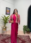 DESIGNER CHINON PLAIN READY TO WEAR SAREE WITH STITCHED BLOUSE AND EMBROIDERY WITH FANCY LACE WORK KOTI PARTY WEAR WHOLESALE PRICE ETHNIC GARMENT (5)