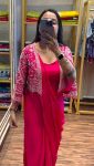 DESIGNER CHINON PLAIN READY TO WEAR SAREE WITH STITCHED BLOUSE AND EMBROIDERY WITH FANCY LACE WORK KOTI PARTY WEAR WHOLESALE PRICE ETHNIC GARMENT (5)