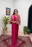 DESIGNER CHINON PLAIN READY TO WEAR SAREE WITH STITCHED BLOUSE AND EMBROIDERY WITH FANCY LACE WORK KOTI PARTY WEAR WHOLESALE PRICE ETHNIC GARMENT (5)