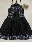 DESIGNER CHINON SILK CODING EMBROIDERY SEQUENCE WORK GOWN WITH KOTI PARTY WEAR WHOLESALE PRICE ETHNIC GARMENT (4)