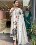 DESIGNER CHINON SILK DIGITAL PRINTED TOP BOTTOM WITH DUPATTA OFF WHITE