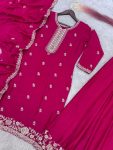 DESIGNER CHINON SILK EMBROIDERY AND SEQUENCE WORK TOP PALAZZO WITH DUPATTA FESTIVE WEAR WHOLESALE PRICE ETHNIC GARMENT (3)