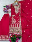 DESIGNER CHINON SILK EMBROIDERY CODING DORI SEQUENCE WORK TOP PALAZZO WITH DUPATTA FESTIVE WEAR WHOLESALE PRICE ETHNIC GARMENT (3)