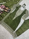 DESIGNER CHINON SILK EMBROIDERY CODING SEQUENCE WORK TOP BOTTOM WITH DUPATTA PARTY WEAR WHOLESALE PRICE ETHNIC GARMENT (10)