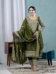 DESIGNER CHINON SILK EMBROIDERY CODING SEQUENCE WORK TOP BOTTOM WITH DUPATTA PARTY WEAR WHOLESALE PRICE ETHNIC GARMENT (10)