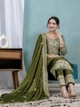 DESIGNER CHINON SILK EMBROIDERY CODING SEQUENCE WORK TOP BOTTOM WITH DUPATTA PARTY WEAR WHOLESALE PRICE ETHNIC GARMENT (10)