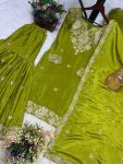 DESIGNER CHINON SILK EMBROIDERY SEQUENCE CODING WORK TOP SHARARA WITH DUPATTA PARTY WEAR WHOLESALE PRICE ETHNIC GARMENT (5)