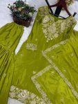 DESIGNER CHINON SILK EMBROIDERY SEQUENCE CODING WORK TOP SHARARA WITH DUPATTA PARTY WEAR WHOLESALE PRICE ETHNIC GARMENT (5)