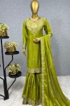 DESIGNER CHINON SILK EMBROIDERY SEQUENCE CODING WORK TOP SHARARA WITH DUPATTA PARTY WEAR WHOLESALE PRICE ETHNIC GARMENT (5)