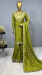 DESIGNER CHINON SILK EMBROIDERY SEQUENCE CODING WORK TOP SHARARA WITH DUPATTA PARTY WEAR WHOLESALE PRICE ETHNIC GARMENT (5)