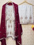 DESIGNER CHINON SILK EMBROIDERY SEQUENCE WORK TOP PALAZZO WITH DUPATTA FESTIVE WEAR WHOLESALE PRICE ETHNIC GARMENT (2)