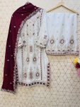 DESIGNER CHINON SILK EMBROIDERY SEQUENCE WORK TOP PALAZZO WITH DUPATTA FESTIVE WEAR WHOLESALE PRICE ETHNIC GARMENT (2)